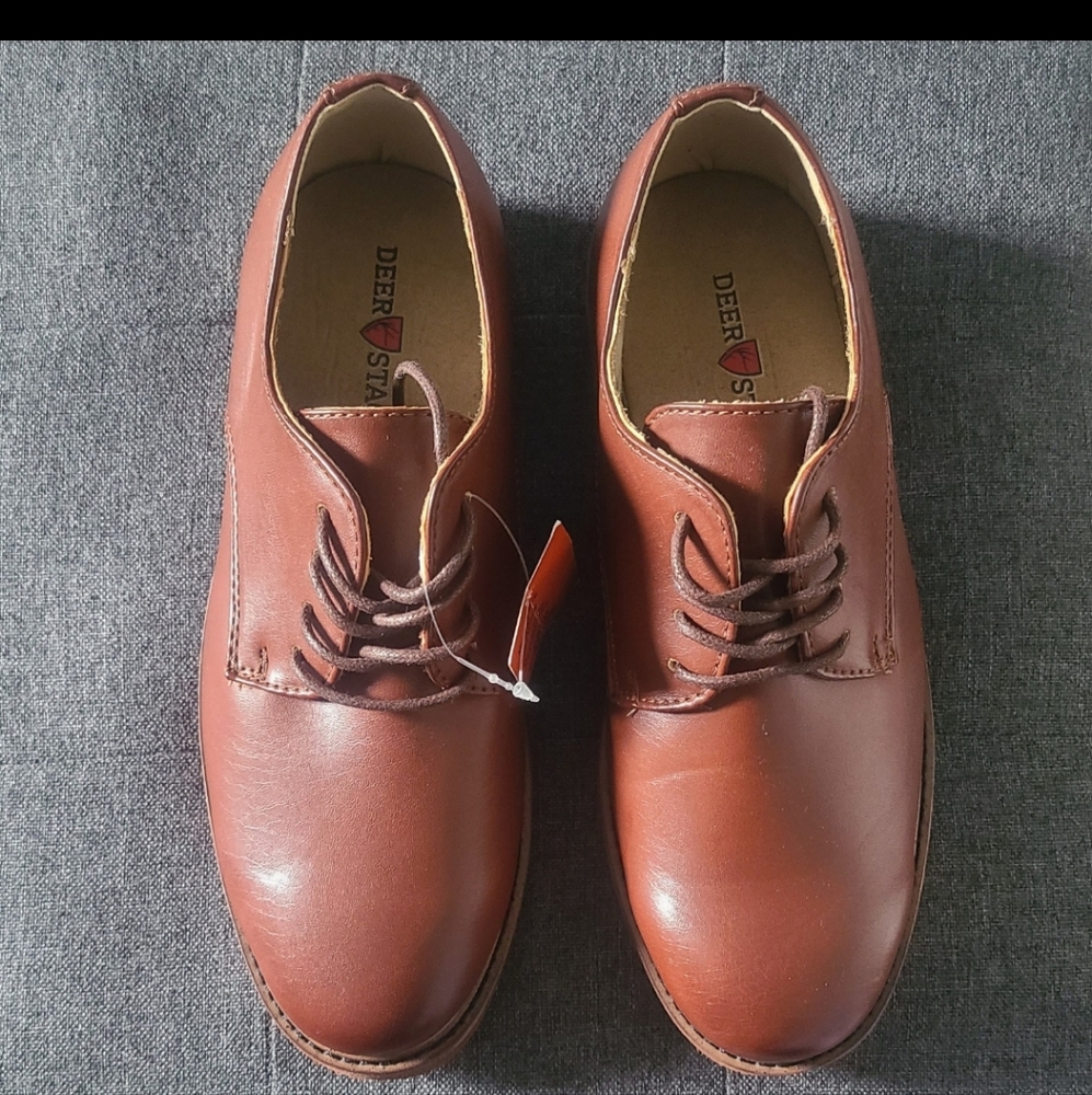 Deer Stags Brown Leather Dress Shoes Classic Design